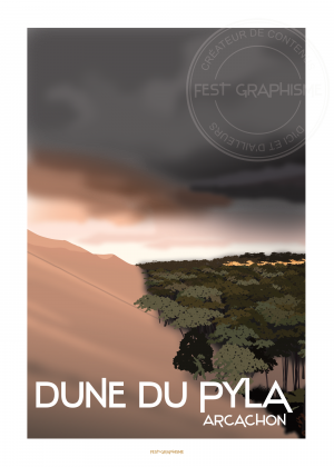 Affiche Arcachon Dune du Pyla - Gironde